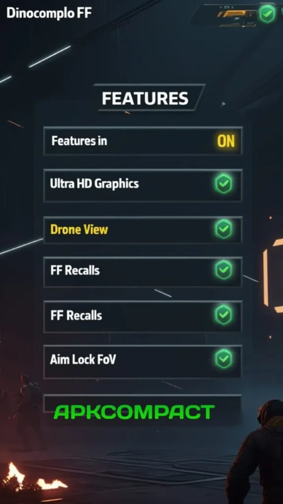 Dinocomploff Features